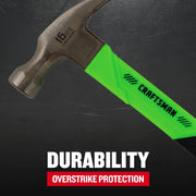 Photo of Craftsman claw hammer CMHT51400 with green handle and 16 oz marking, graphics category.