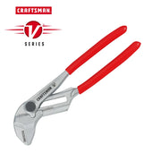 Photo of Craftsman CMHT82250 groove joint pliers with red handles, front angle on white background.