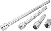 CRAFTSMAN CMMT43282 chrome extension bar set, four pieces in varying lengths, socket accessory, front angle on white.