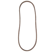 A brown sanding belt, oval-shaped and made of abrasive material, typically used for sanding or grinding surfaces.